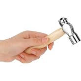Mini Hammer with Wooden Handle, Ball Peen Hammer, Small Round Head Hammers Tool, Jewelry Making, Repairing, Carpentry, Crafting