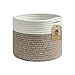 INDRESSME Woven Storage Basket, Small Round Woven Basket with Handle for Sock, Towel, Basket for Baby Nursery, Cotton Rope Basket for Desk Shelf, Small Storage Basket for Keys, Remotes