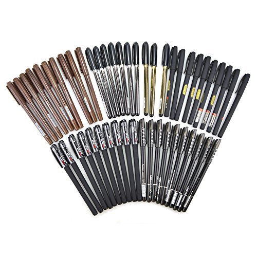 eBerryÂ® Three skins Gel Ink Roller Ball Pens, water-based pen Bold Point, Black Ink, 50pcs/pack