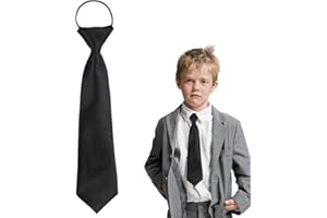 Pre-Tied Ties For Kids Boys, Satin Plain Kids Boys Elasticated Tie, Pre Tied Kid Neckties, Black Children’s Boy Girls Ties Fo