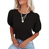 MACNOORA Women's Short Sleeve Sweaters Crew Neck Knit Lightweight Pullover Tops Summer Spring Sweaters 2025 Casual Outfits