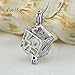 Coobbar Hollow Pearl Bead Cage Pearl Pendant Necklace Include 1pcs Bead Cage Pearl Pendant 2pcs 925 Sterling Chain 4pcs Color Pearl (Love Cube)