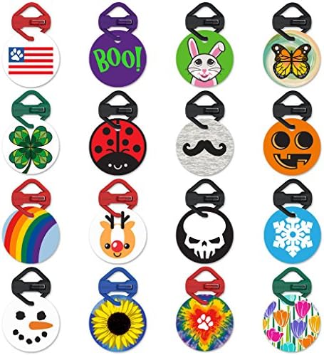 Holiday and Seasonal Pawdentify Pet Tag &amp; Links-It with Kevlar Tag Clip - For Dogs &amp; Cats - Easy to Read &amp; Easy to Attach - Made in USA - 20 Designs, 2 Sizes (Sunflower, Standard)
