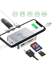 Adaptador USB C Hub, tipo C 8 en 1 USB C Hub con 4K HDMI, puertos de carga USB C, 3 USB 3.0, lector de tarjetas SD TF