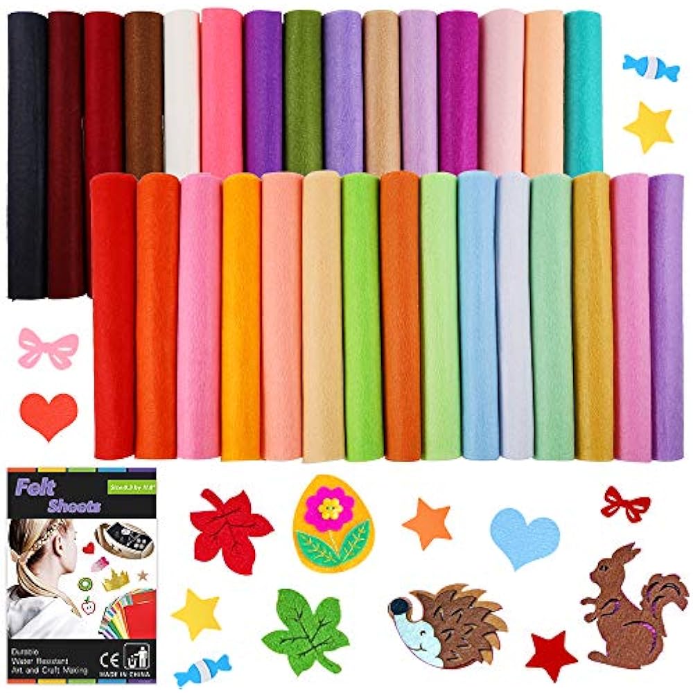 30 Pcs 8 X 12 Adhesive Backed Felt Fabric Sheets Assorted Color DIY