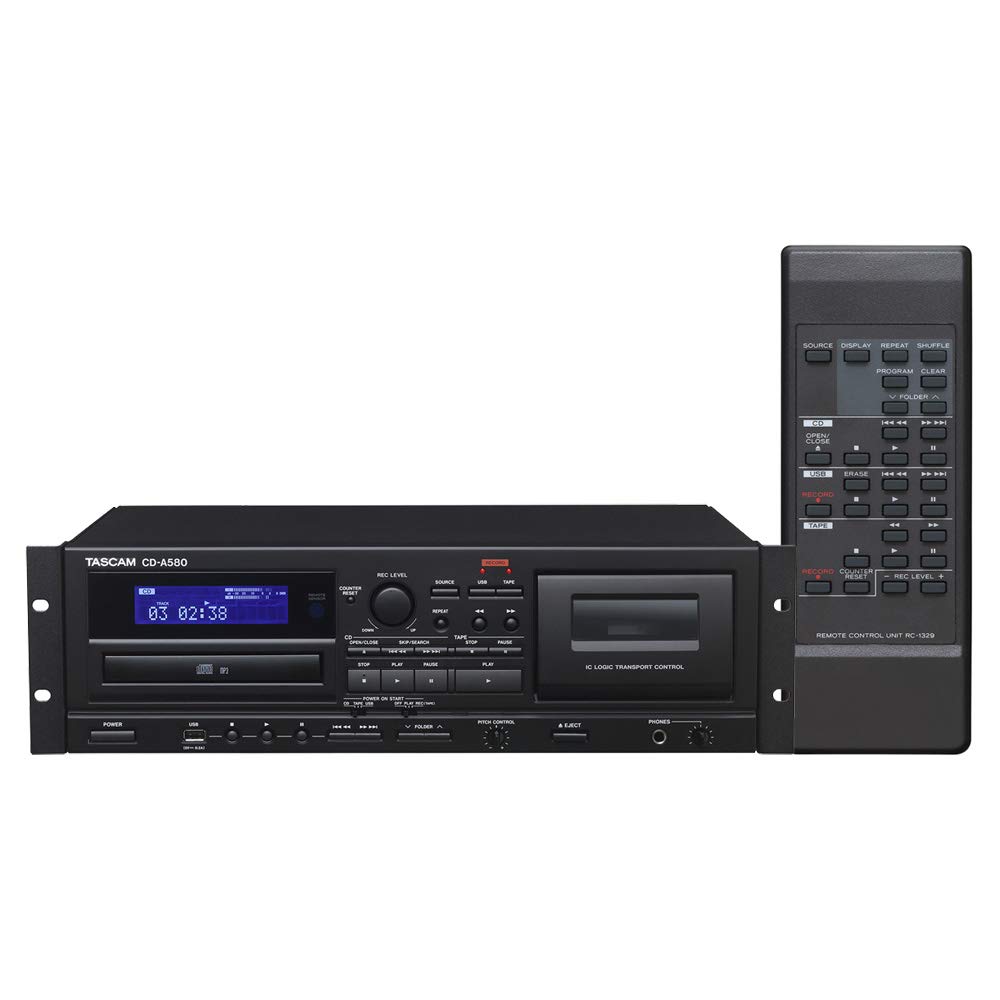Tascam CD-A580 CD Player/Cassette Deck/USB Recorder, Black