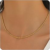 RATVIU Beaded Necklaces for Women 18K Gold Plated Colorful Green White Beads Choker Necklace Dainty Star Choker Chains Simple Delicate Boho Necklace Jewelry Gift