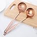 2 Pcs Soup Ladle Colander, Rose Gold Frosting Flatware Cookware Serving Long Handle Steel Slotted Spoon Cooking Utensil Set for Hotpot