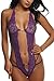 Avidlove Teddy Lingerie for Women Deep V Halter Lace Babydoll Mini Bodysuit Purple XX-Large