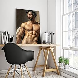 HMLZSJ Nude Muscle Male Torso Portrait Art Gay