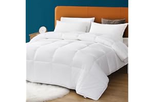 Oaken-Cat 100% Cotton Cover Down Alternative Comforter Queen - All Season Ultra-Soft Skin-Friendly Cloud Breathable Microfiber Comforter Duvet Insert (90x90, White)