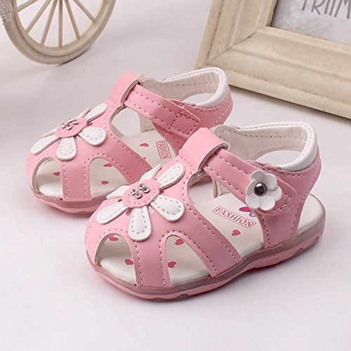 Dainzuy Baby Shoes Girl Children Fashion Causal Summer Flat Flower Soft Bottom Sandal Shoes Non-Slip Walking Sneakers Pink