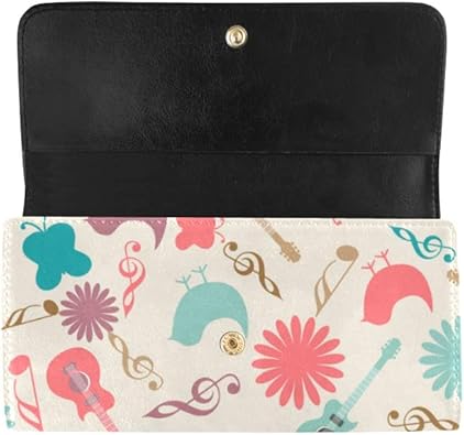 Amazon Ggsxd 財布 おもしろい鳥やギター レディース 長財布 大容量 おしゃれ 小銭入れ カード16枚収納 三つ折り レシート仕分け コンパクト 華やか ボタン 人気 プレゼント Ggsxd 財布