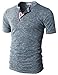 H2H Men's American Flag Henley Short Sleeve T shirts BLUE US L/Asia XL (CMTTS0172)