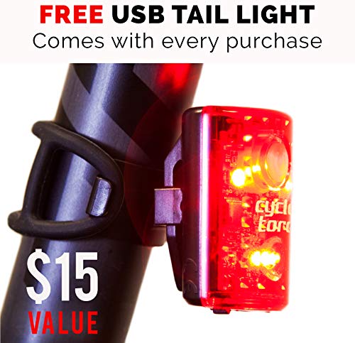 Cycle Torch Night Owl USB Rechargeable Bike Light Set, Perfect Commuter Safety Front and Back Bicycle Light LED Combo - Free Bright Tail Light - Compatible with Mountain, Road, Kids & City Bicycles