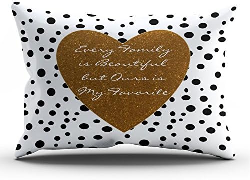 Fanaing Bedroom Custom Decor Every Family is Beautiful Pillowcase Soft Zippered Gold Throw Pillow Cover Cushion Case Fashion Design One-Side Printed King 20X36 Inches