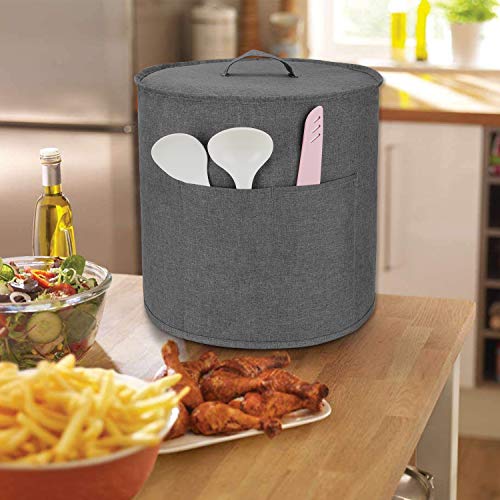 Luxja Dust Cover for 8 Quart Instant Pot, Cloth Cover with Pockets for Instant Pot (8 Quart) and Extra Accessories, Gray (Large) - Thumbnail 7