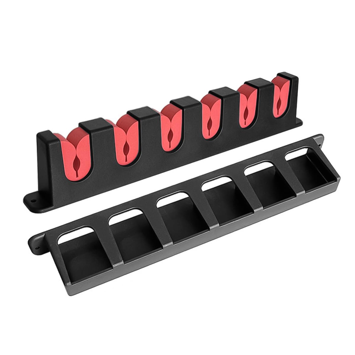 ZONADAH Vertical Fishing Rod Rack ABS Fishing Vertical Rod Holder 6 Slots Fishing Rod Holder Rack Vertical Mount for Garage Door Red