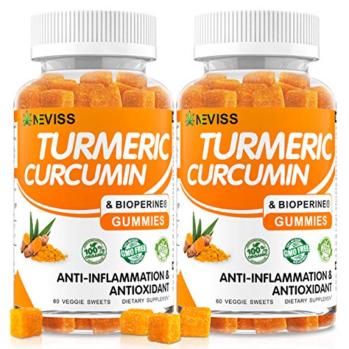 (2 Pack) Turmeric Curcumin Gummies with Bioperine Organic Anti