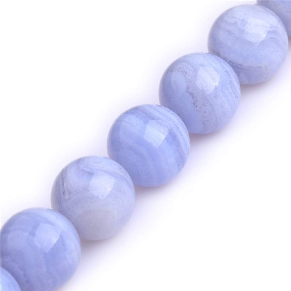 GEM-Inside Natural AA Grade 14mm Blue Chalcedony Round Gemstone Semi Precious Loose Beads for Jewellery Making 15'' — image 1