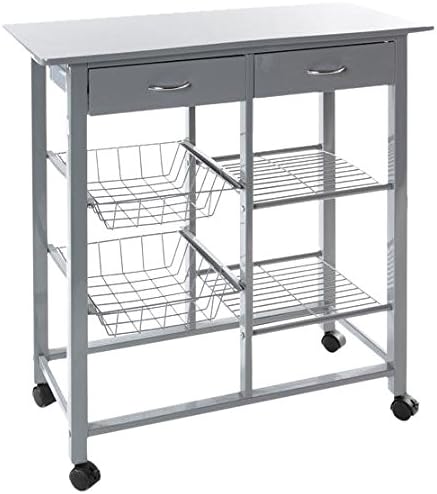 JJA JJ114235 - Mesa Auxiliar de Cocina con Ruedas, Color Gris: Amazon
