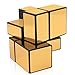 D-FantiX Shengshou Mirror Cube 2x2 Speed Unequal Cube Shape Puzzles Golden Black