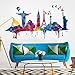 Prabahdak Colorful Places of Interest Wall Sticker Watercolor Landscape Wall Decal Removable DIY Murals Wallpaper Decorative for Living Room Sofa Background PVC Decorations