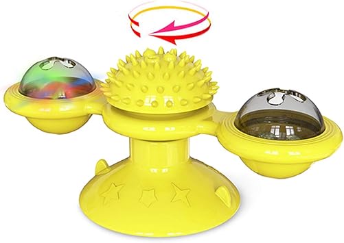 Amazon Yidarton 猫おもちゃ 風車型おもちゃ ペットおもちゃ 風車型 回転式円盤 遊ぶ盤 マッサージ機能あり 猫噛むおもちゃ 運動不足 ストレス解消 猫用知育玩具 猫ヘアブラシ 猫用ブラシ 吸盤ベース 留守番対応 Yidarton おもちゃ 通販