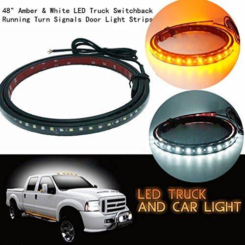 Fuguang 48 Inch 120LEDs 2835SMD White & Amber Side Strip Light,Truck Tailgate DRL Running Board Light Bar 1PCS