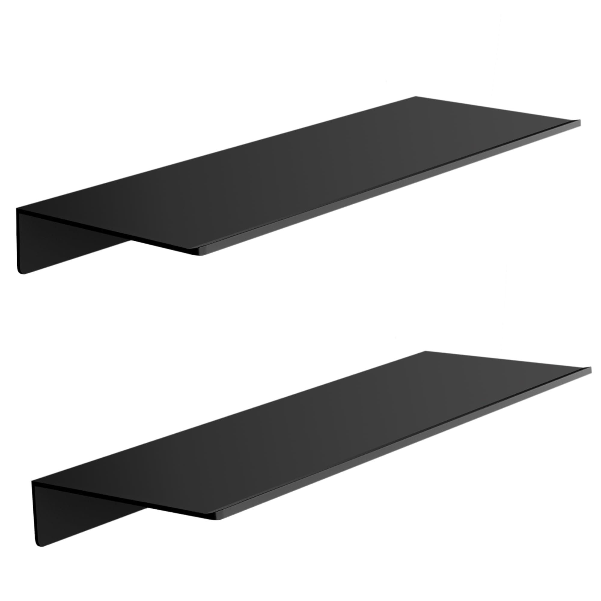 HNVNER Metal Wall Shelves Set of 2, Black Floating Shelf Wall Mounted Bathroom Shelf, Display Shelves for Wall Decorative Shelves for Bedroom, Living Room,Office, Kitchen, Hallway, Shower Caddy