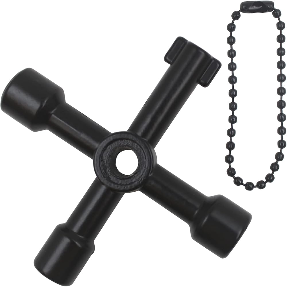 LRMYS 4-Way Utility Key Gas Electric Water Meter Radiator Bleed Cabinet Black