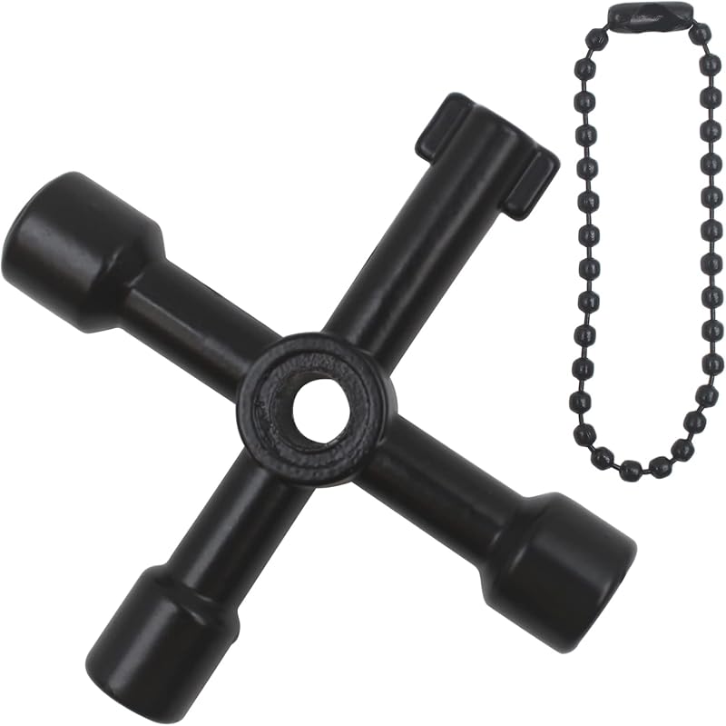 LRMYS 4-Way Utility Key Gas Electric Water Meter Radiator Bleed Cabinet Black