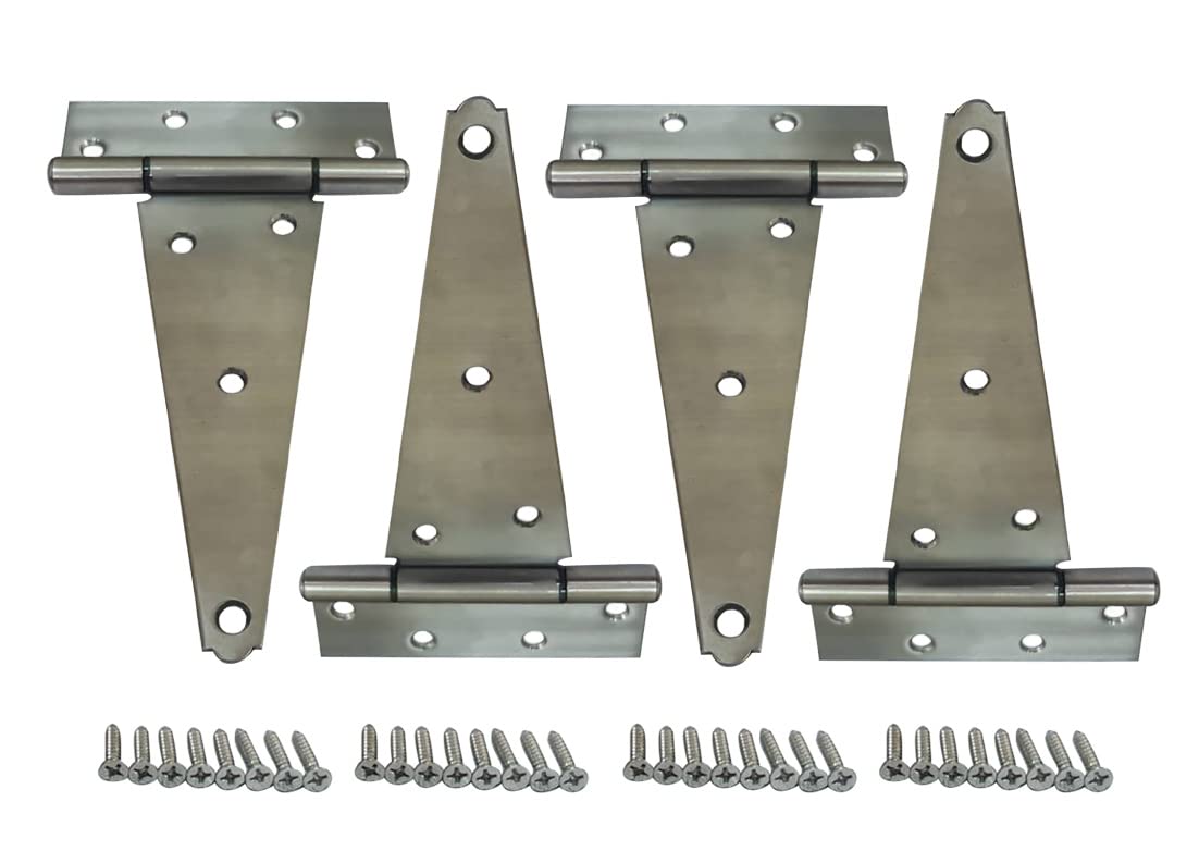 QCAA Stainless Steel Extra Heavy Tee Hinge, (4pack(8"), Stainless Steel)