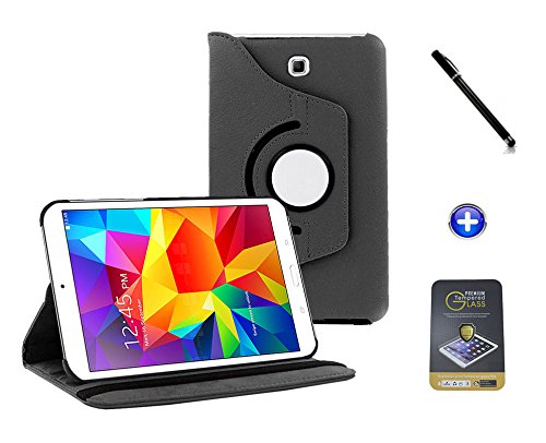 Kit Capa para Galaxy Tab A 9.7 P550/P555 Giratória 360 + Película de Vidro + Caneta Touch (Preto)