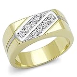 Men's Yellow Gold Tone IP Stainless Steel Wedding Ring, Size 8