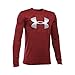 Under Armour Boys' Novelty Big Logo Long Sleeve, Red/Black, Youth Large