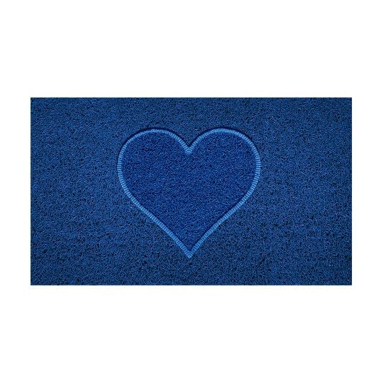 Nicoman Embossed Spaghetti Door Mat Dirt-Trapper Jet-Washable Doormat 70x43cm (Blue, HEART Shape) - Use Indoor or Sheltered Outdoor
