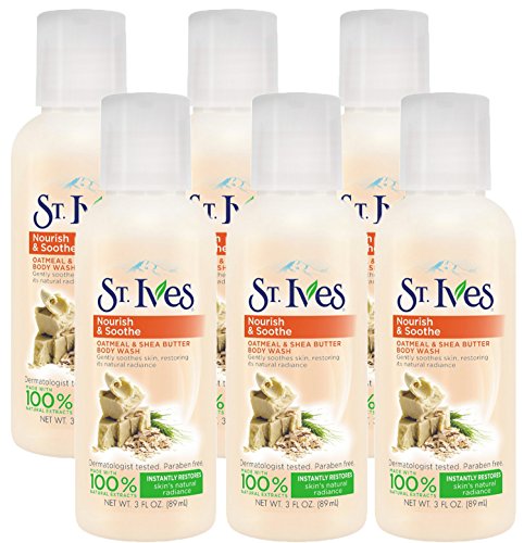 St Ives Body Wash Oatmeal & Shea Butter Travel Size 3 Ounce, (Pack of 6)