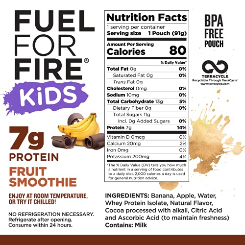 Fuel For Fire KIDS! Banana Cocoa (12 Pack) Real Fruit & Protein