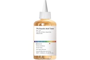 SOKGO 7% Glycolic Acid Exfoliating Toner, Exfoliating Facial Toner, Smooth Skin, Even Tone, Hydrating Formula, Pore Minimizer