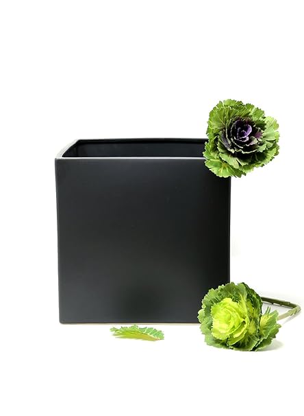 Matte Black Ceramic Cube Vase Amazon Co Uk Kitchen Home