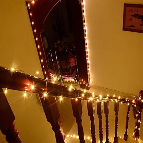KEFU led drahtlichterkette batterie,10m 100led warmweiß lichterkette außen/innen mit deko weihnachtsbaum,balkon,zimmer,fenster,garten