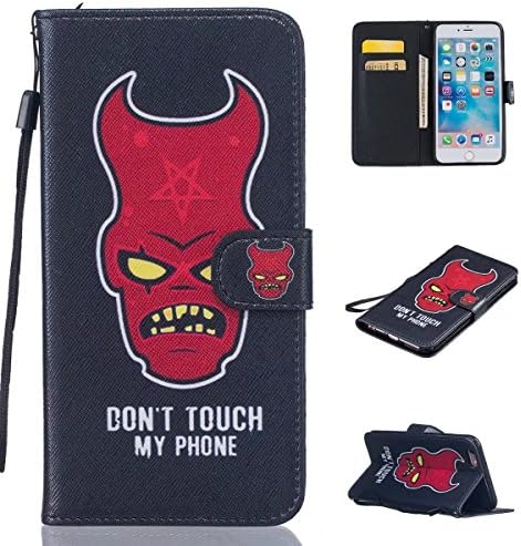 iPhone 6 Plus Case, Kmety Grimace PU Synthetic Leather Wristlet Magnet Snap Wallet [Credit Card/Cash Slots] Kickstand Flip Case Cover for Apple iPhone 6 6S Plus 5.5 inch