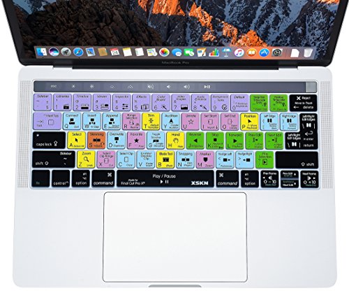 XSKN Final Cut Pro X 10 Keyboard Cover Skin for Touch Bar Models MacBook Pro 13 (A1706) and MacBook Pro 15 (A1707), Shortcut Design Silicone Keyboard Protector