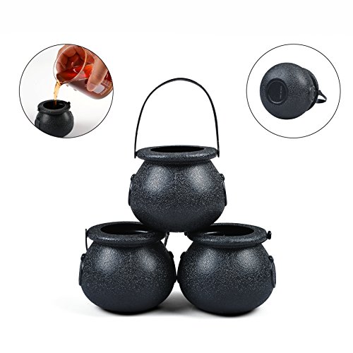 Ofargo Plastic Cauldron, Mini Black Witch Cauldron, Multi-purposed Novelty Candy Holder Pot with Handle for Halloween, St Patrick's Day Party Favors (2 1/4-2 3/4", Pack of 12) - Thumbnail 2