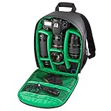 HILLPOW Camera Backpack with Rain Cover, Professional Waterproof Shockproof Partition Compact Bag for SLR/DSLR Cameras and Accessories (Green)