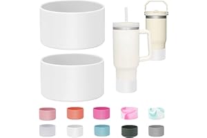 MLKSI 2Pcs Silicone Boot for Stanley Cup Accessories, Protector Silicone Water Bottle Bottom Sleeve for Stanley 40 oz 30 oz Tumbler Simple Modern Tumbler with Handle, White