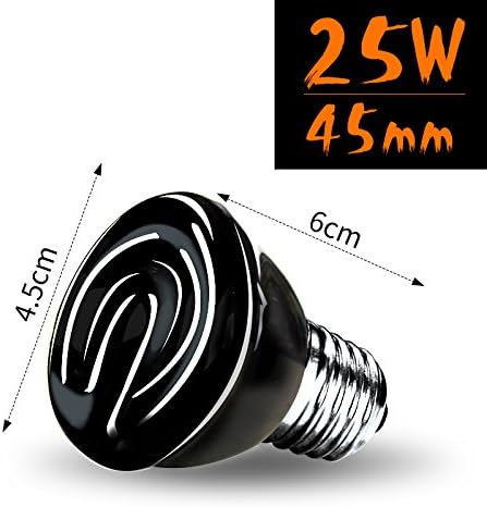Pet Online Reptile Ceramic Heating Bulb Pet Turtle Hedgehog Crane Lizard Infrared Insulated Heating Lamp, 45mm, 25W