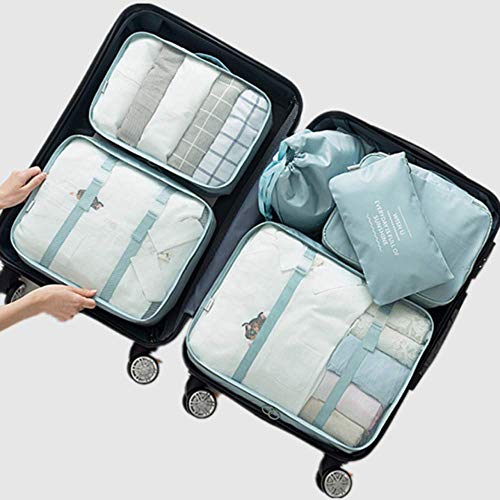 EFAILY Lightweight Luggage Packing Organizers 6 pcs Luggage Packing Organizers Packing Cubes Set for Travel (Light blue) - Thumbnail 7