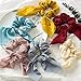 Funlovin Scrunchies for Hair Bow Scrunchies Cute Satin Hair Scrunchies for Women Girls Yellow Red Pink Grey Blue MilkyWhite 6 Color Soft Elegant Scrunchies Pack Ponytail Holder Hair Ties